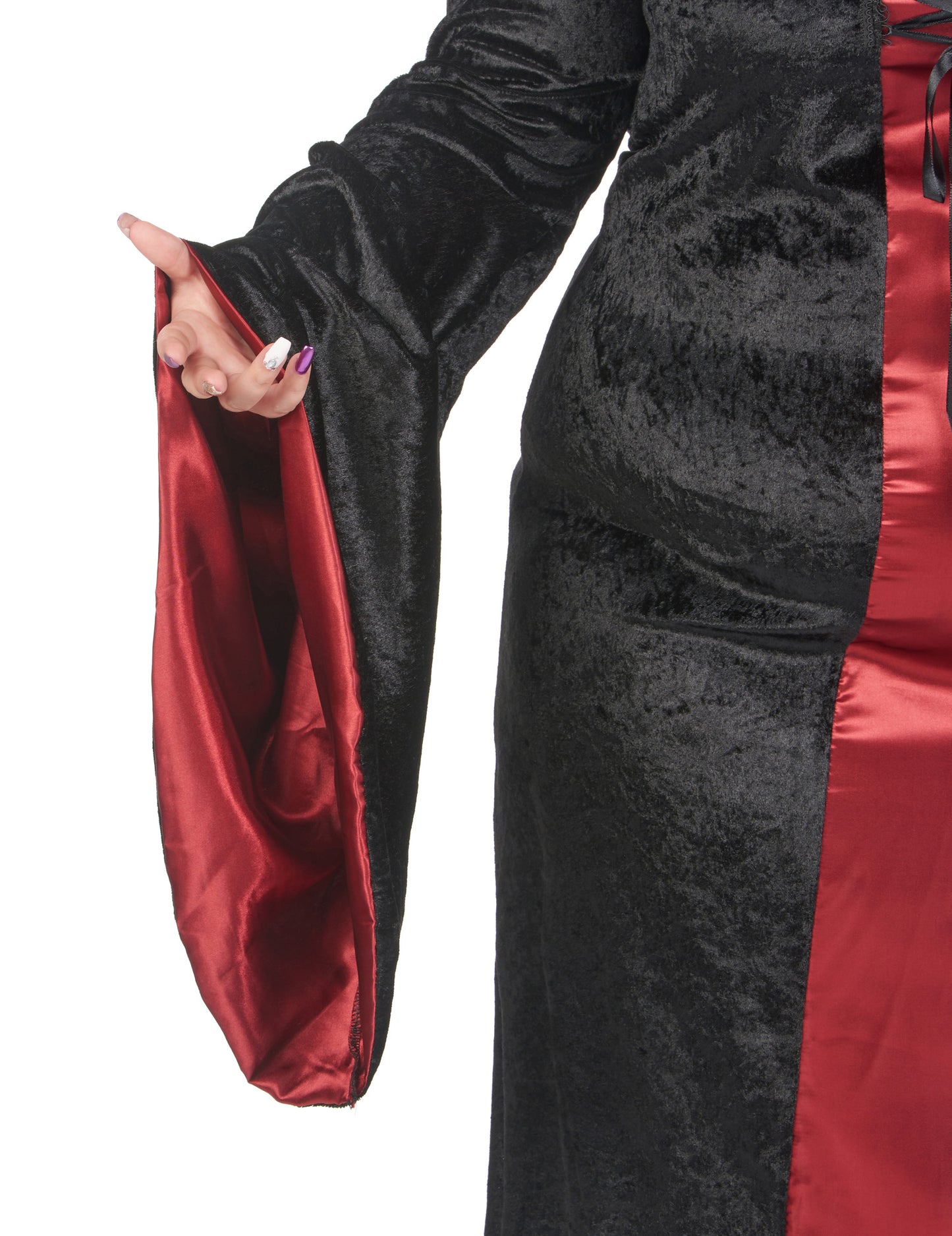 Голям костюм за готически размер с червена и черно женска качулка