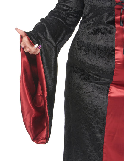 Голям костюм за готически размер с червена и черно женска качулка