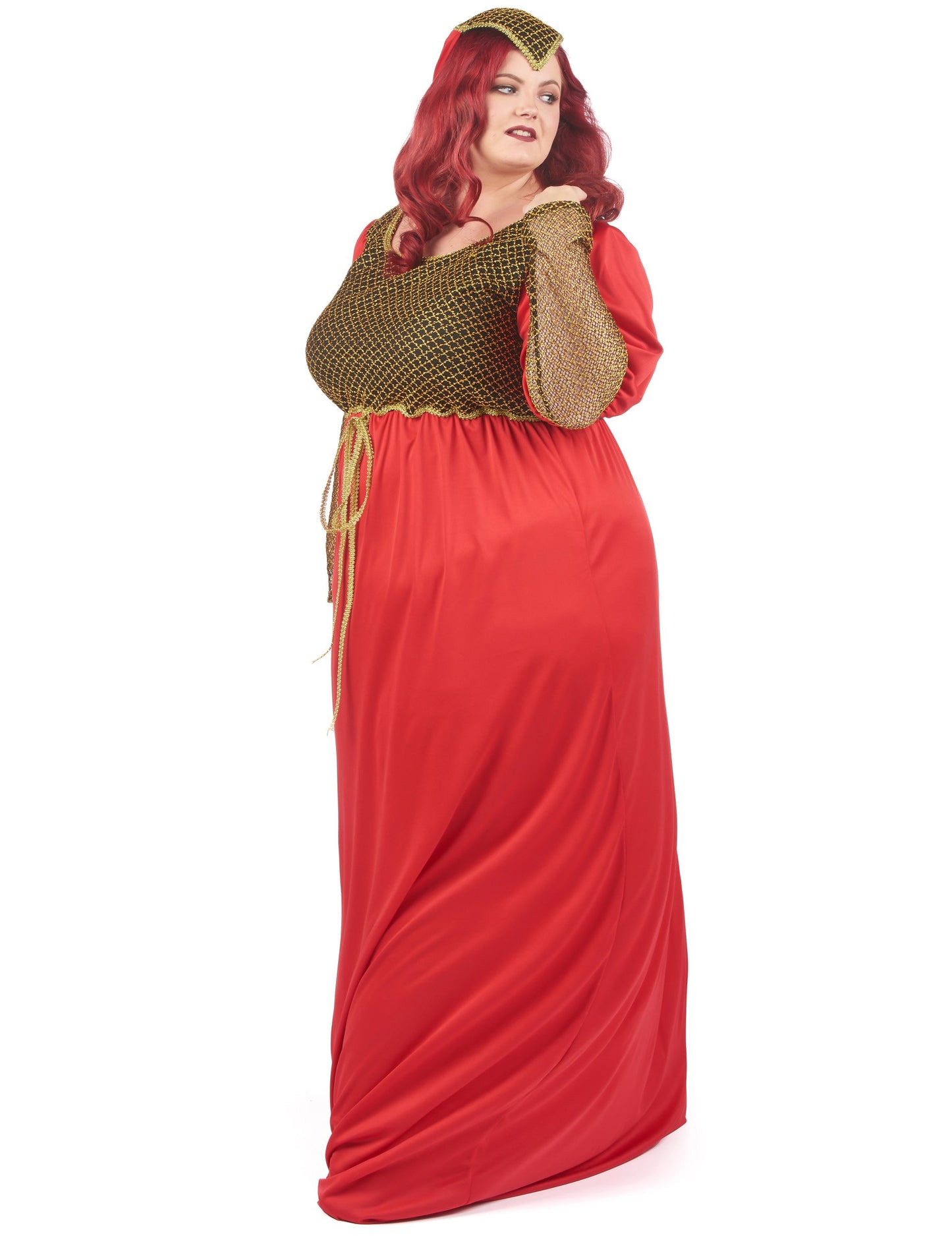 Голяма средновековна жена с червен размер жена