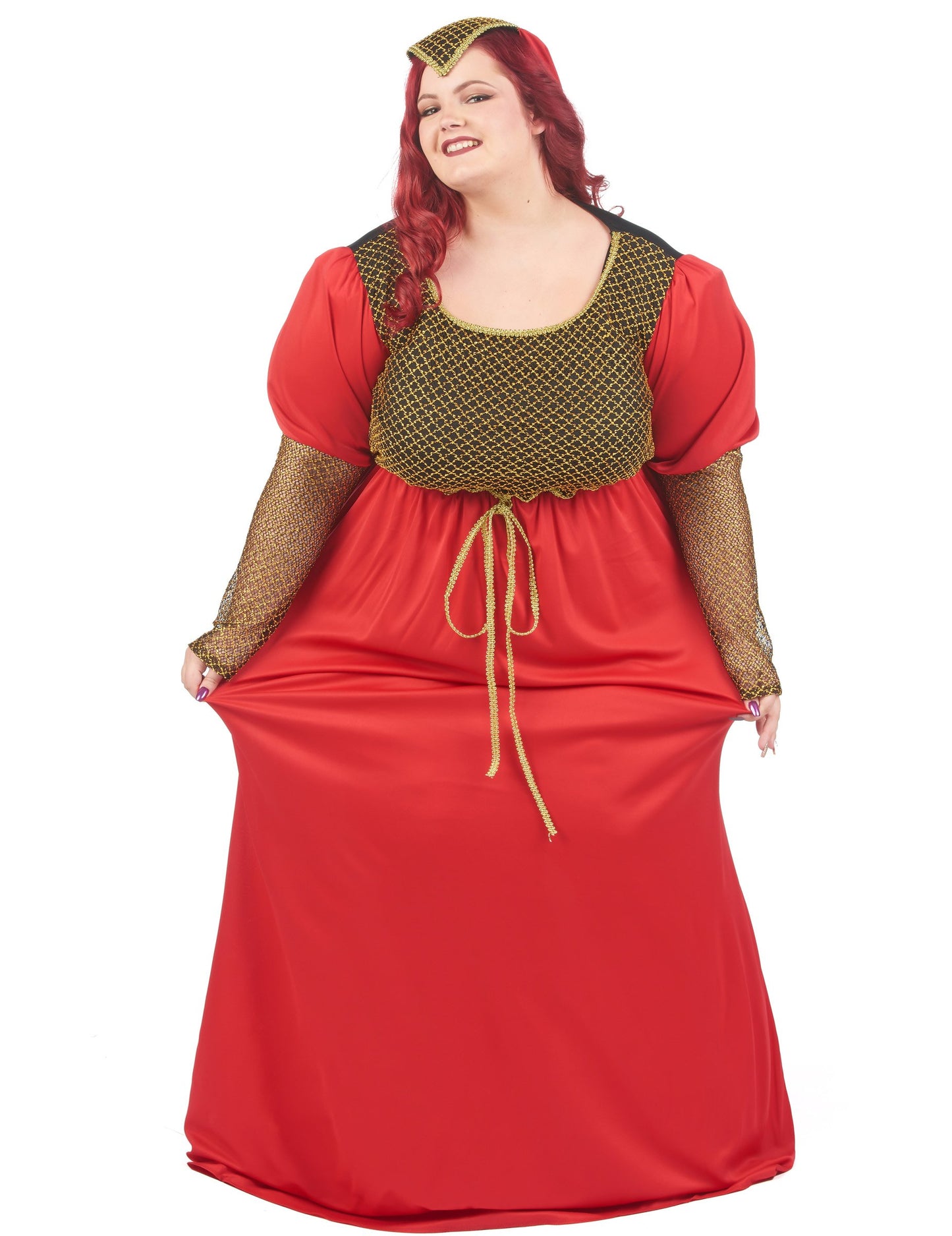 Голяма средновековна жена с червен размер жена