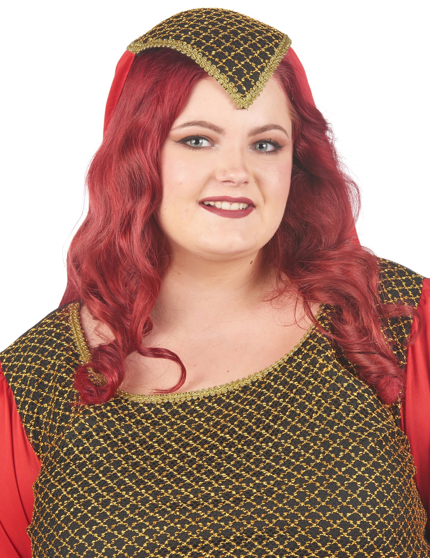 Голяма средновековна жена с червен размер жена