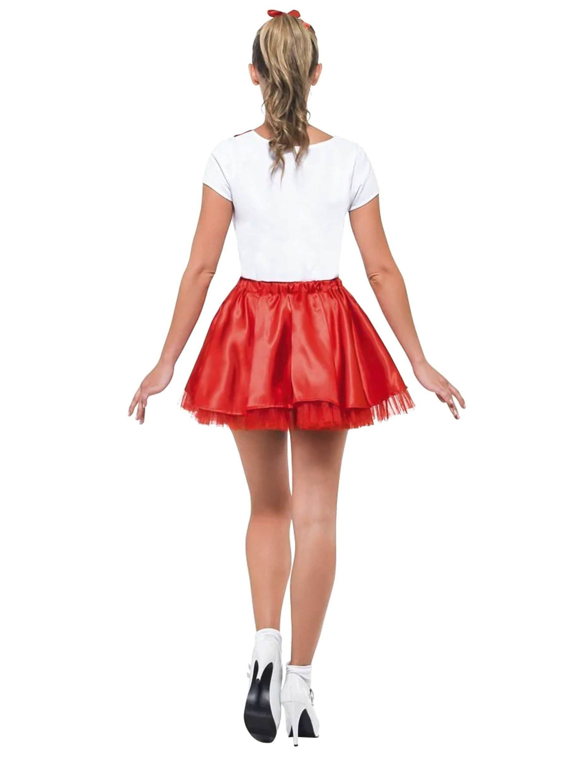 Изглед отзад на дамския костюм Grease Cheerleader