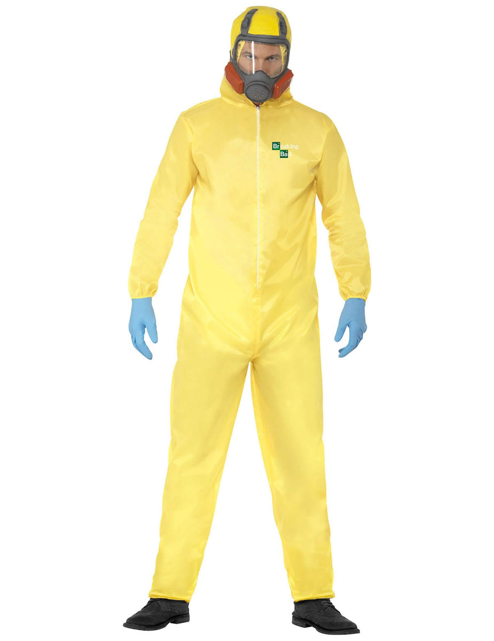 Костюм Heisenberg Breaking Bad™ за мъж в жълт цвят с маска и сини ръкавици