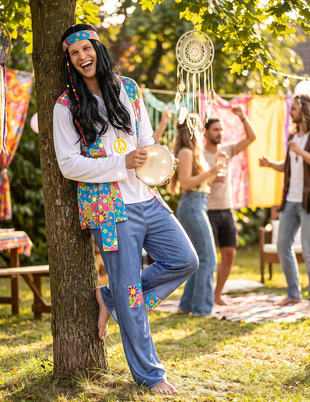 Déguisement hippie effet jean homme