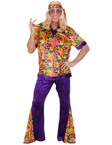 Карнавален костюм хипи с кадифен ефект за мъже 