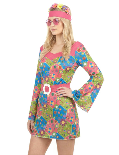 Три четвърти изглед на хипи костюма с цветя