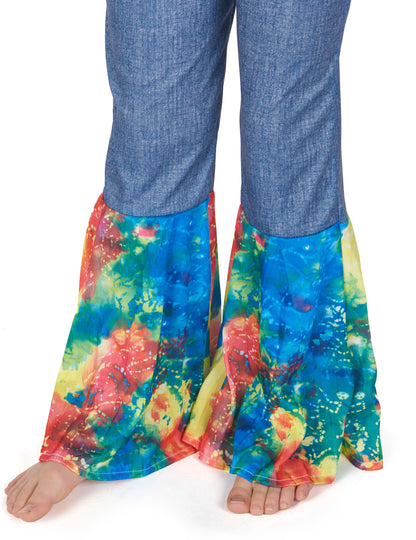 Détail du bas du pantalon à pattes d'eph du déguisement hippie pour fille
