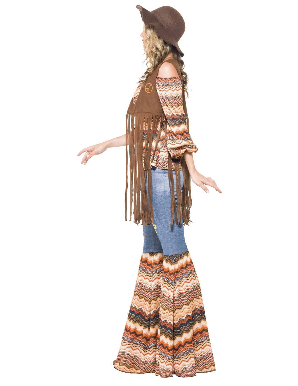 Vue de profil du déguisement hippie harmonie pour femme
