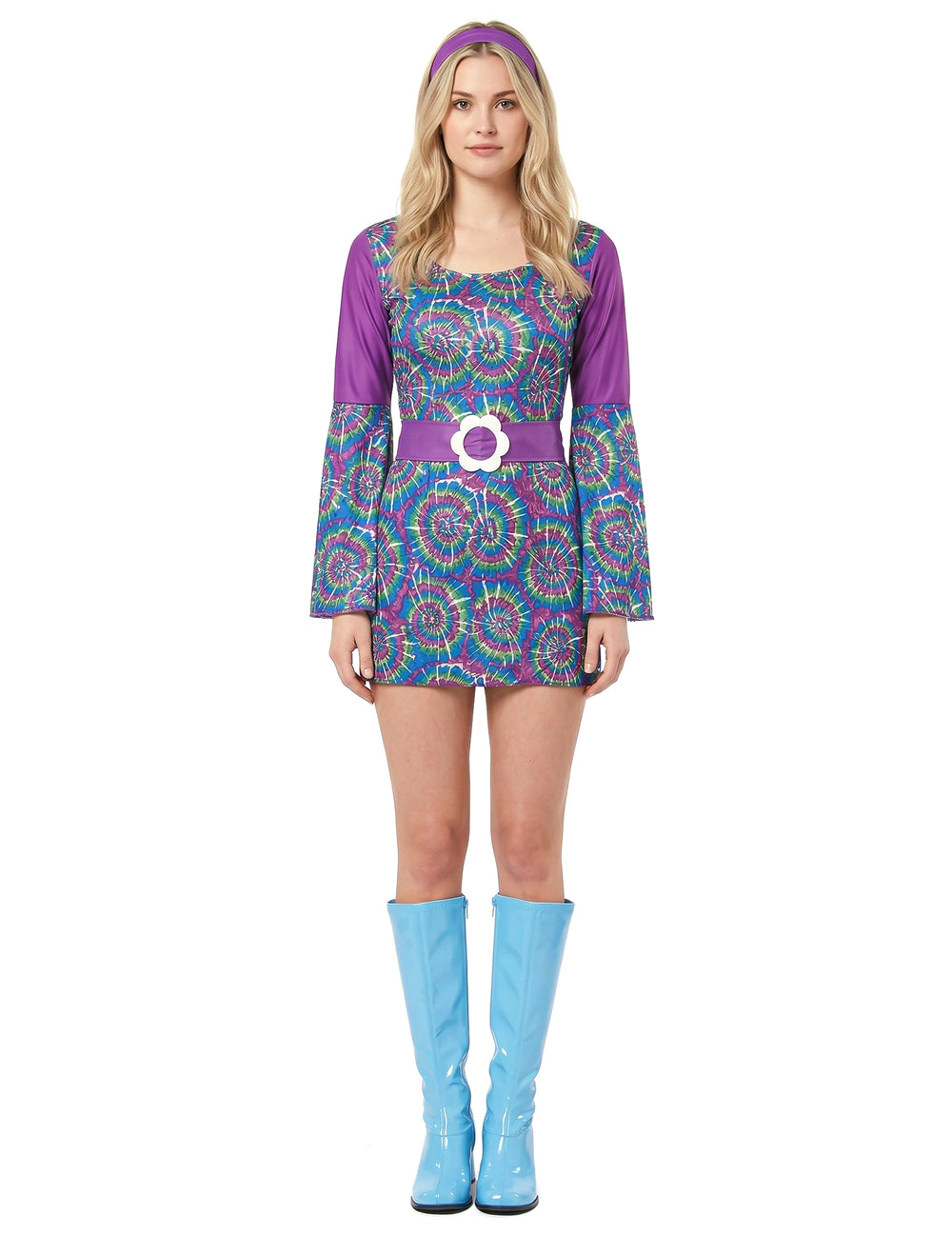 Vue d'ensemble du déguisement hippie psychedelique femme