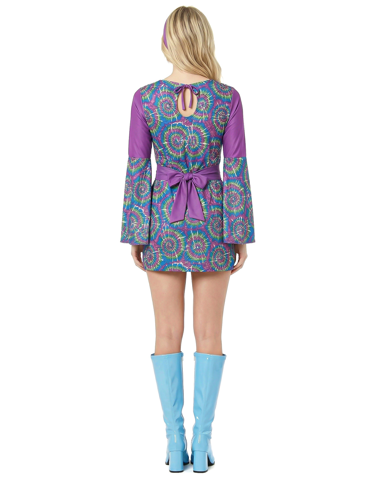 Vue de dos du déguisement hippie psychedelique femme
