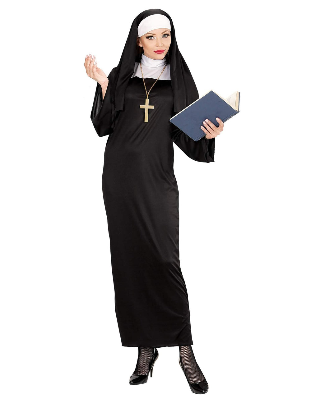 Vue d'ensemble avec livre du déguisement humoristique religieuse