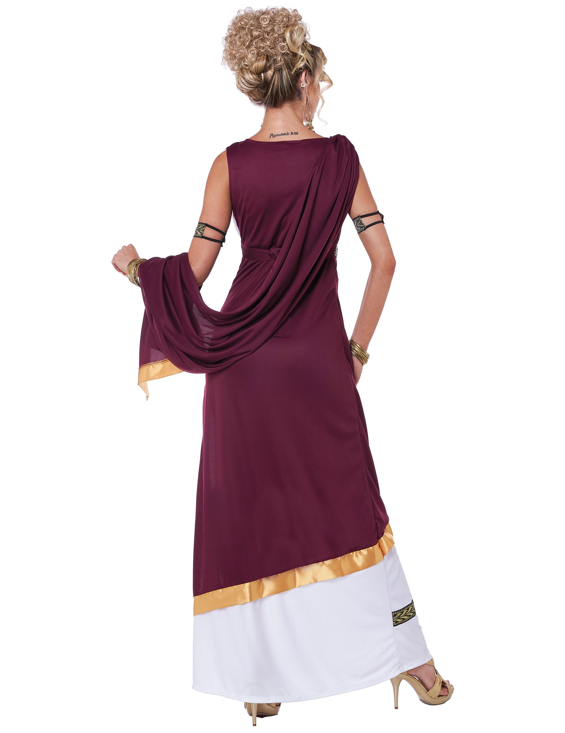 Заден изглед на костюма на римска императрица