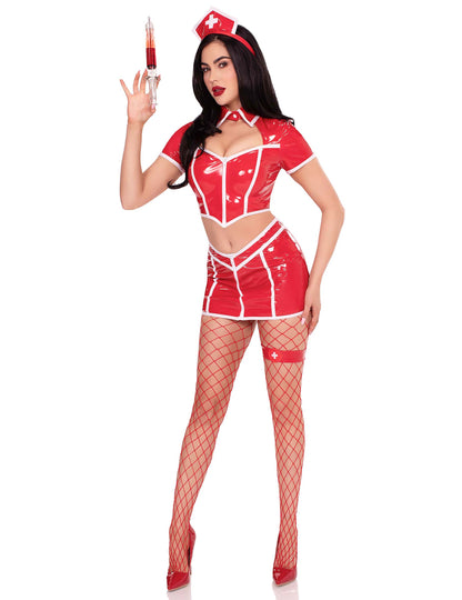 Секси червена медицинска сестра костюм за жени