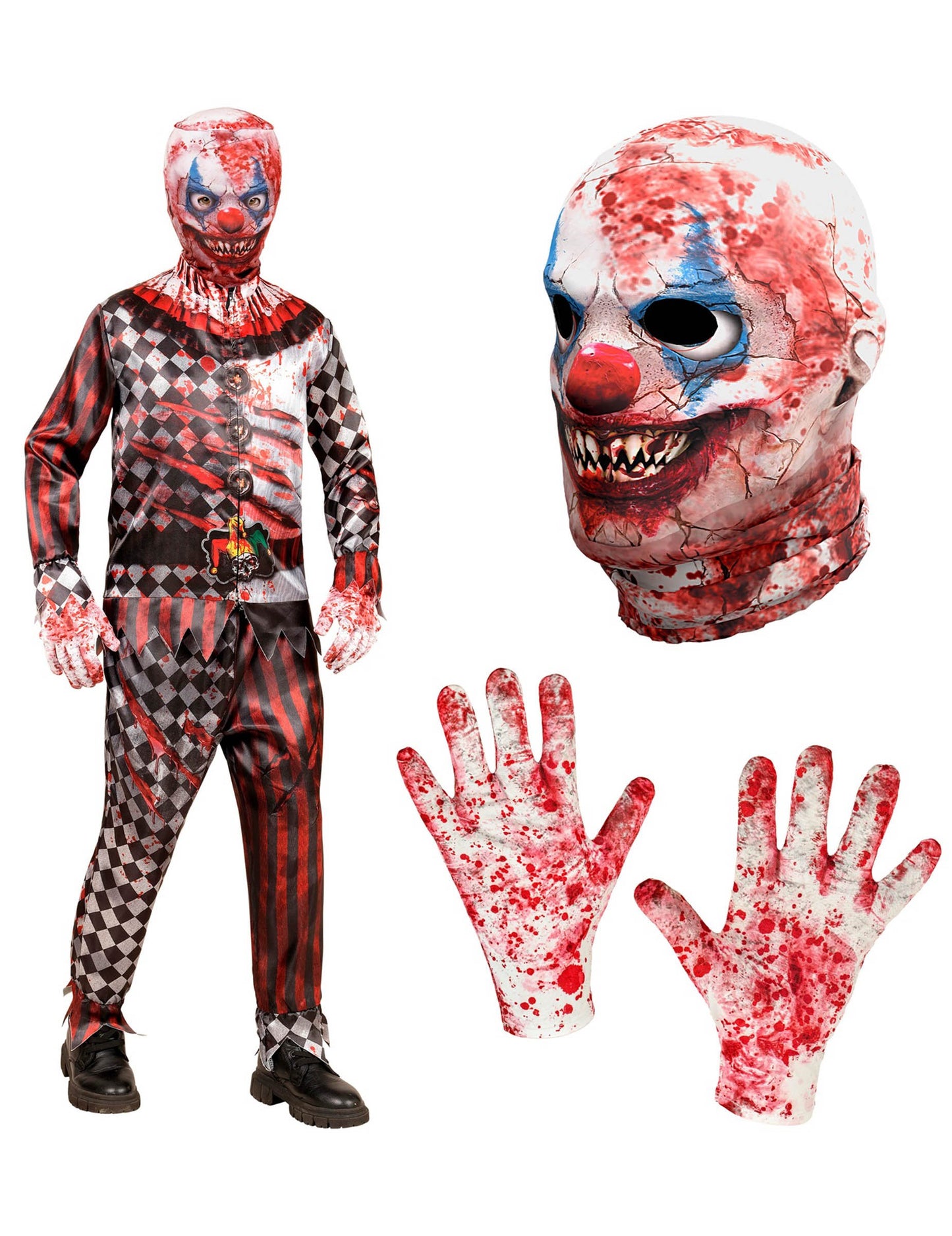 Пълен костюм на клоун убиец за деца