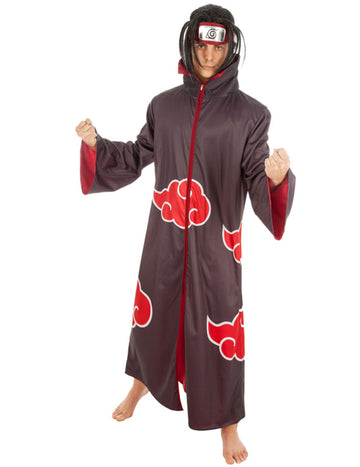 Déguisement Itachi Naruto™ pour homme noir avec nuages rouges et bandeau