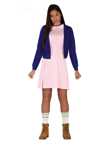 Дамски костюм на млад телепат в розово със синьо яке