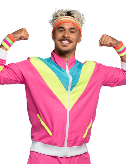 Gros plan sur le haut du déguisement jogging rétro pour homme