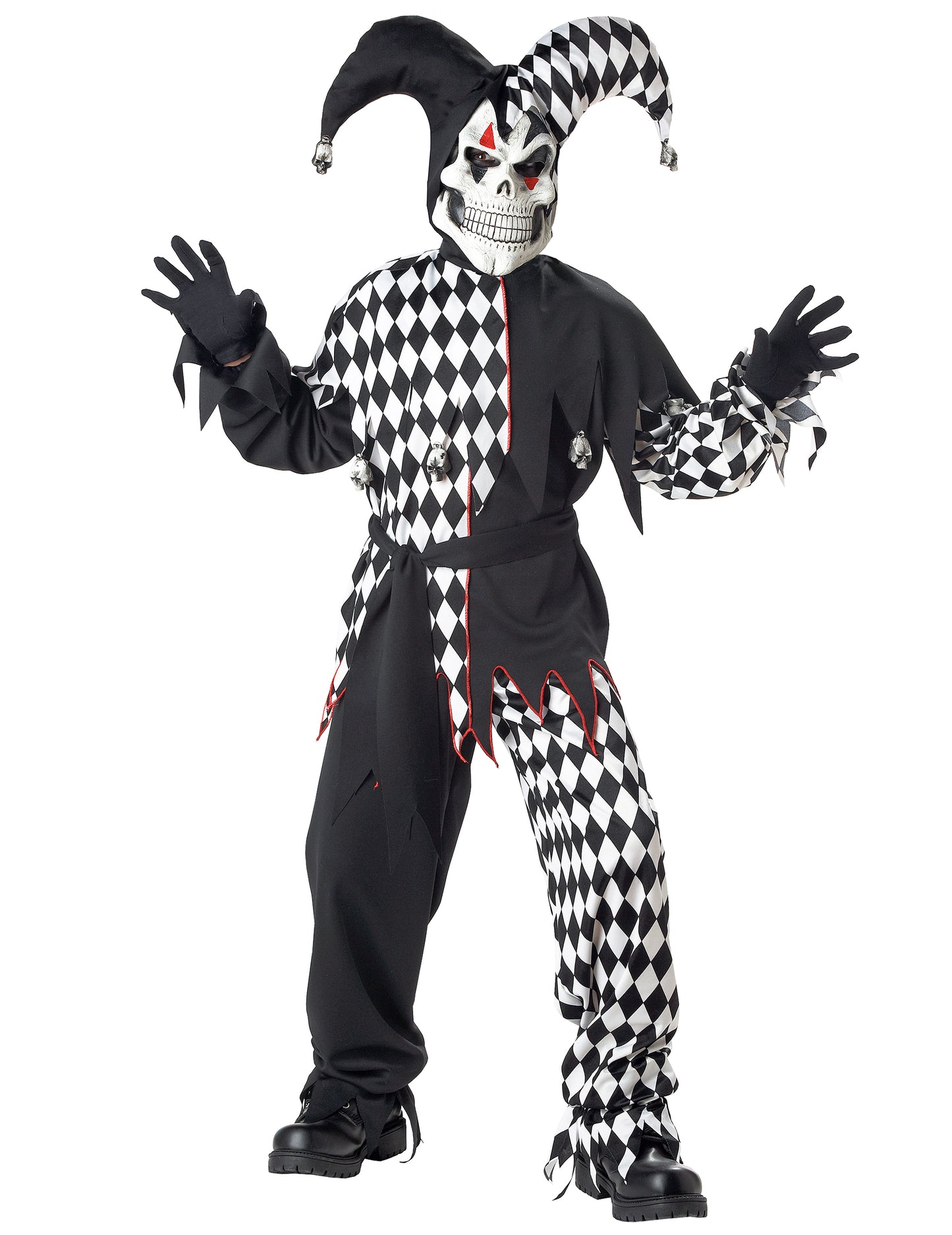 Déguisement joker diabolique pour enfant noir et blanc avec masque