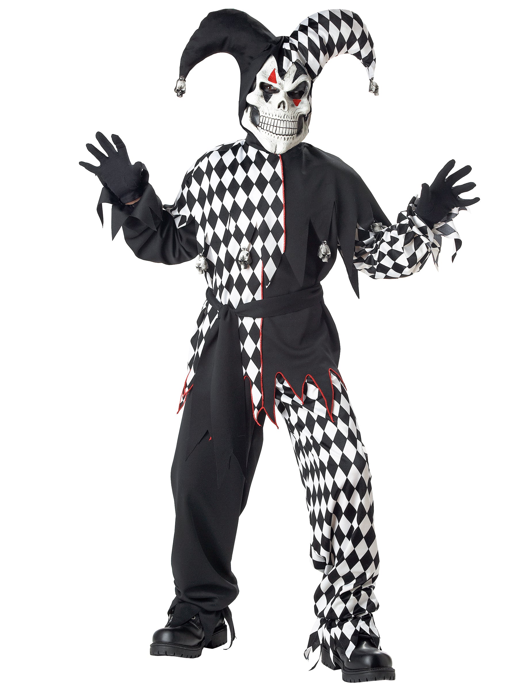 Déguisement joker diabolique pour enfant noir et blanc avec masque