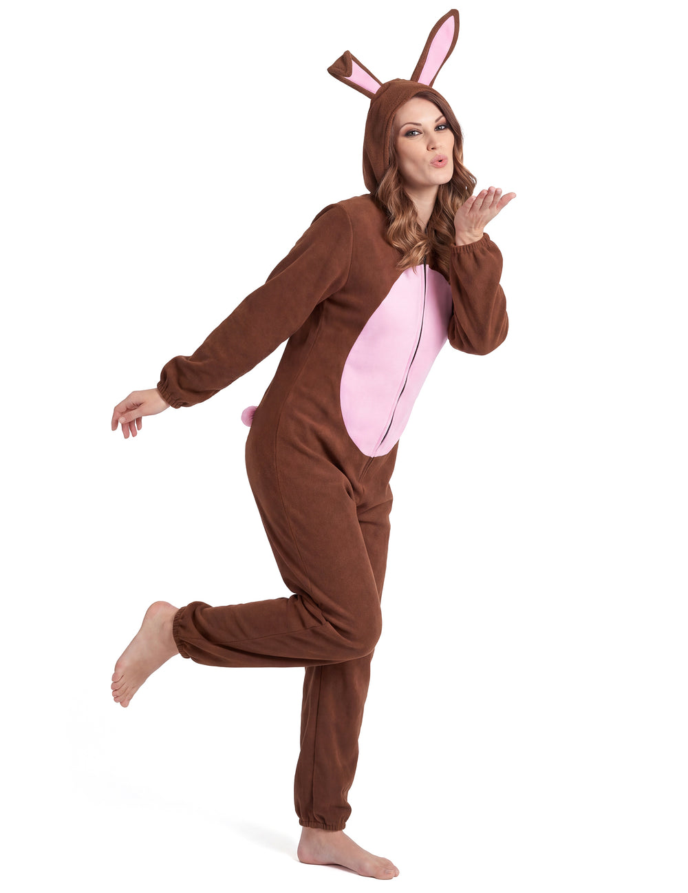 Vue de profil du déguisement de lapin pour femme
