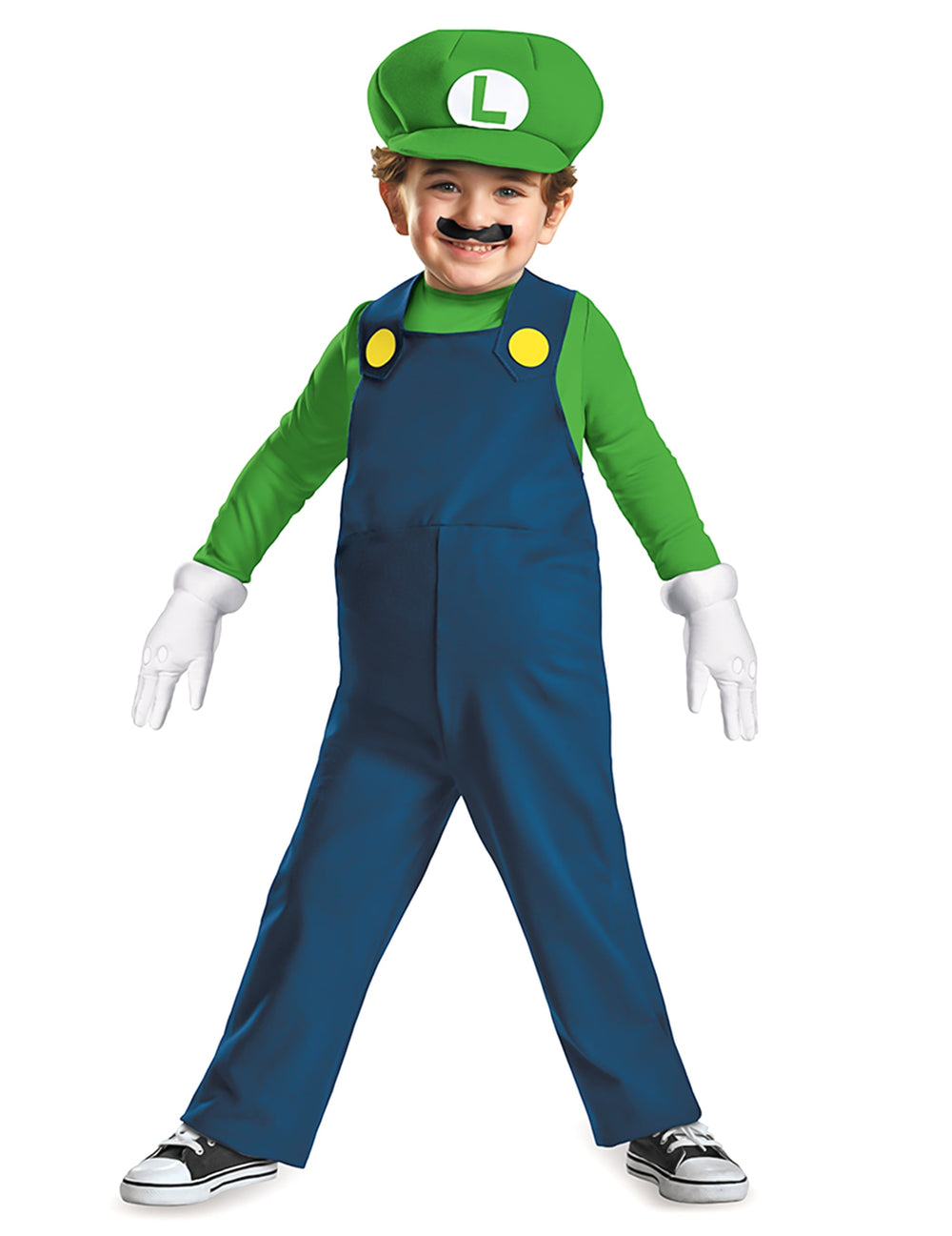 Déguisement Luigi pour enfant vert et bleu avec casquette et moustache