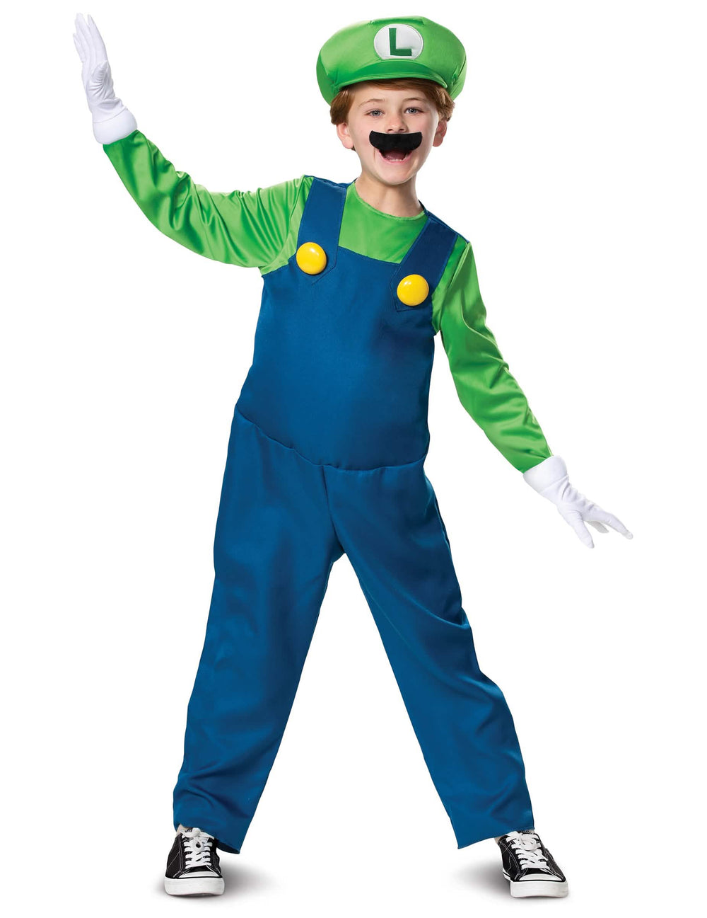 Празничен костюм Luigi Deluxe за дете зелен и син с шапка и мустак