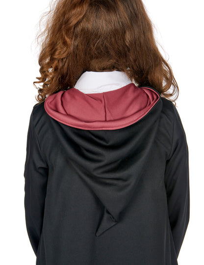 Vue de dos de la capuche du déguisement luxe robe de sorcier Gryffondor Harry Potter