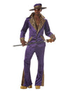 Déguisement mac 70's pour homme violet et imprimé léopard