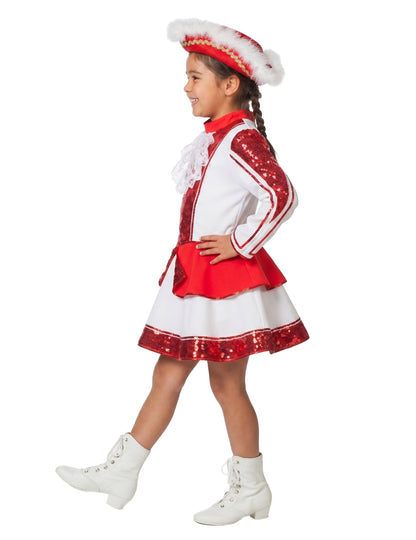 Déguisement Majorette gabardine rouge fille