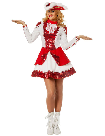 Дамски червено-бял мажоретен костюм