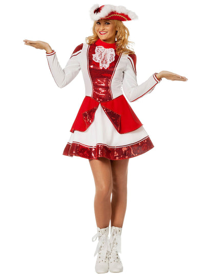 Дамски червено-бял мажоретен костюм