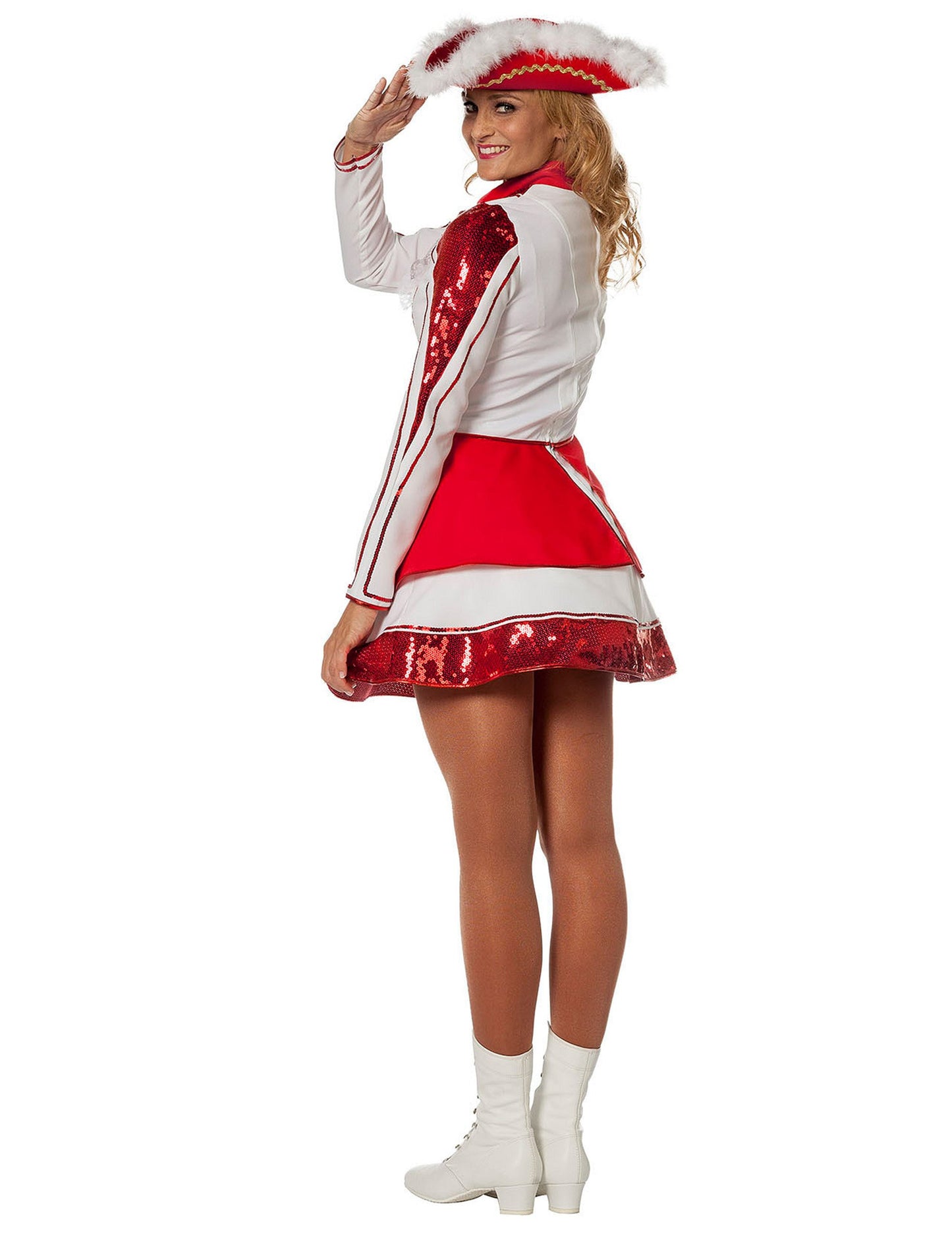 Дамски червено-бял мажоретен костюм