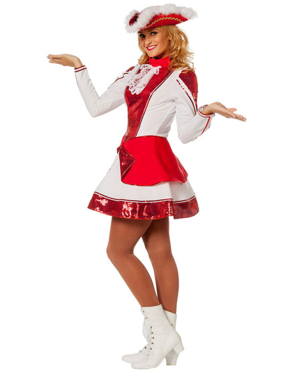 Дамски червено-бял мажоретен костюм