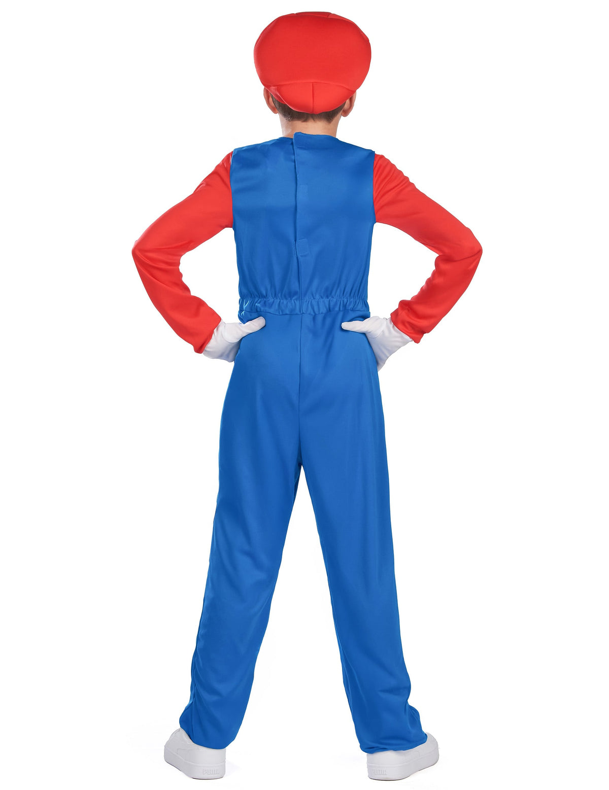 Déguisement Mario combinaison pour enfant bleu et rouge vue de dos