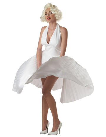 Déguisement Marilyn de Luxe pour femme blanc avec robe plissée