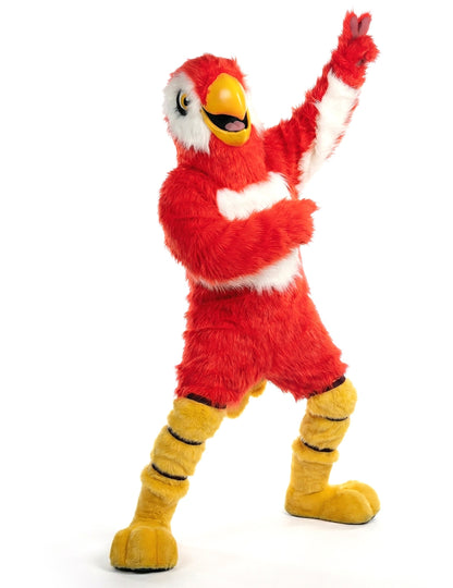 Костюм за талисман на червен папагал за възрастни