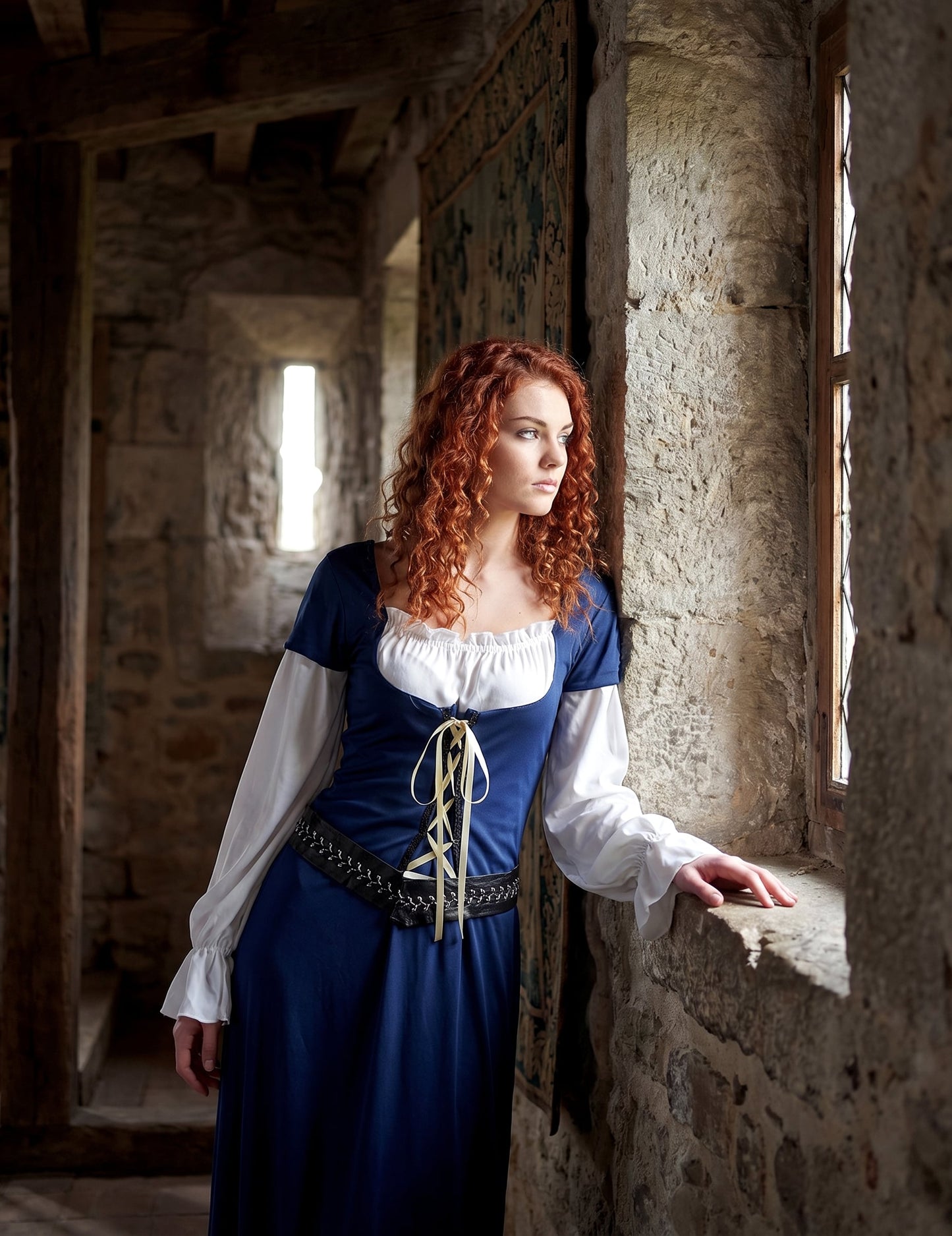 Déguisement Médiéval robe longue bleue Femme