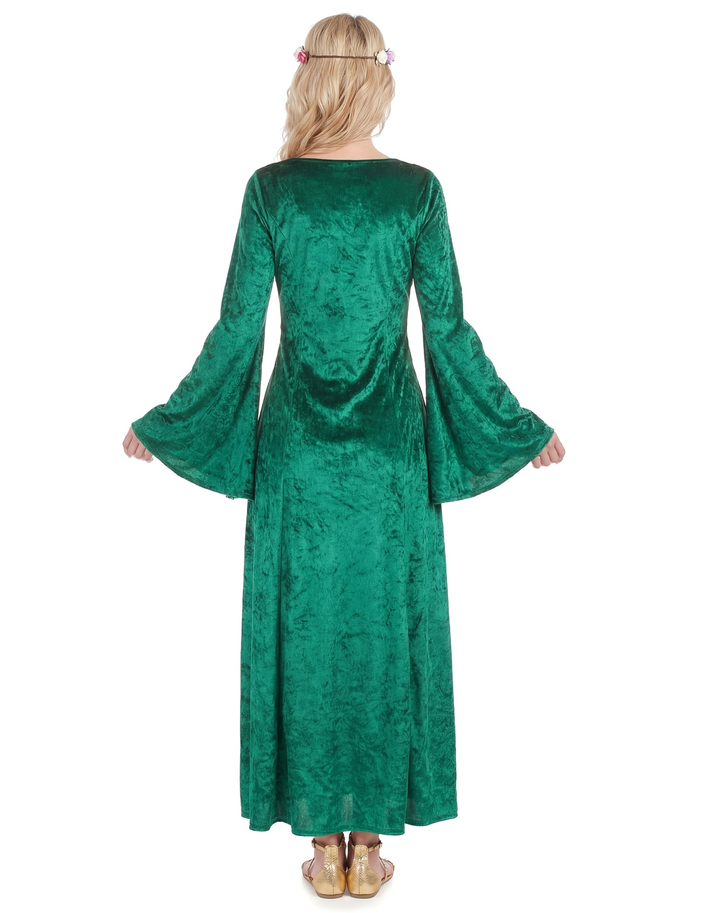 Déguisement médiéval vert effet velours femme