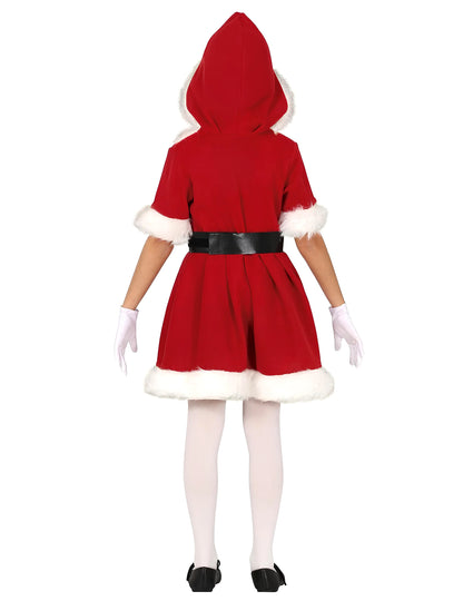 Vue de dos du déguisement mère Noël à capuche