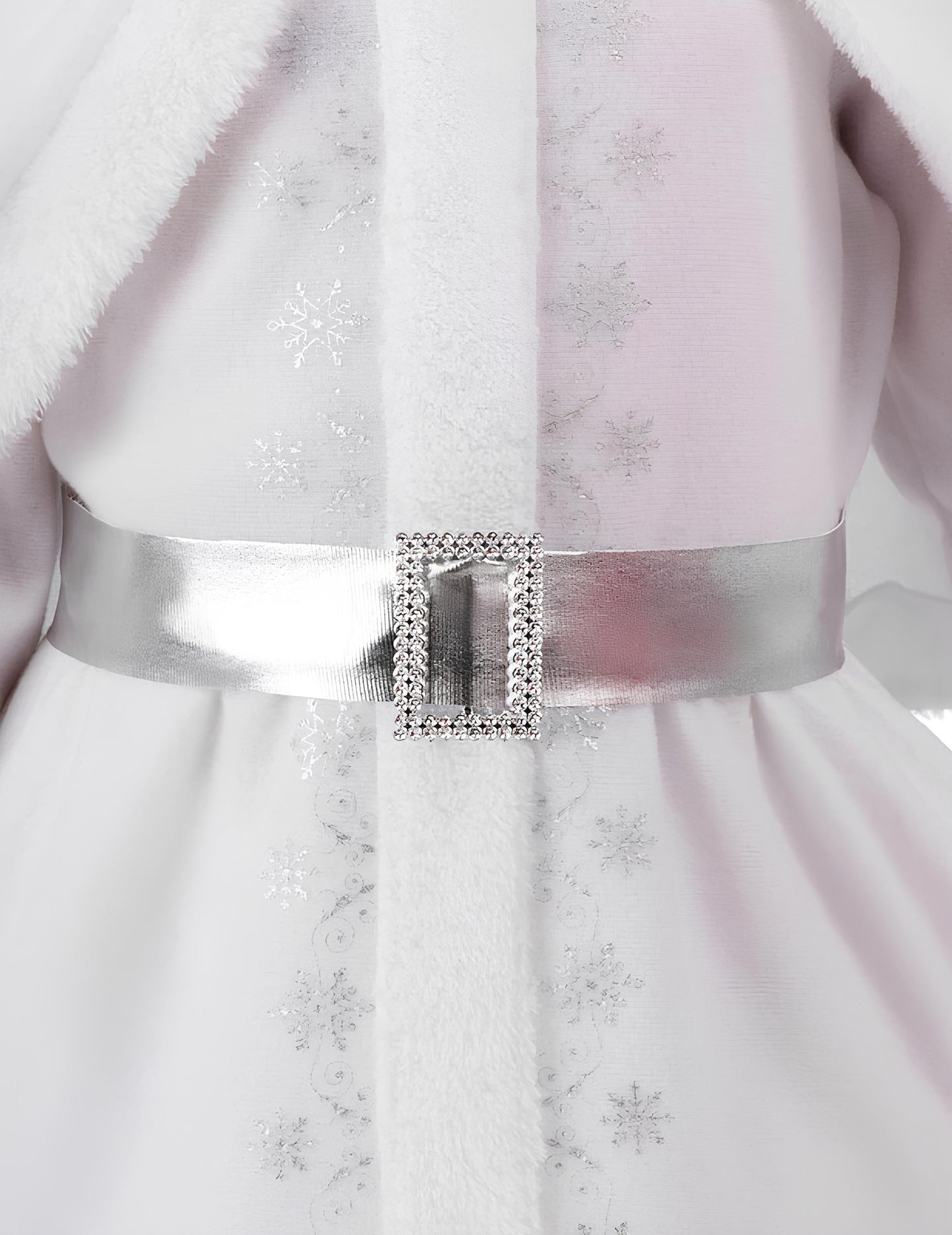 Бял костюм на Дядо Коледа за момичета