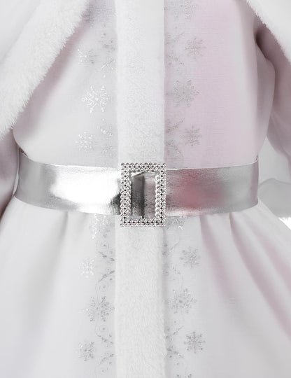 Бял костюм на Дядо Коледа за момичета