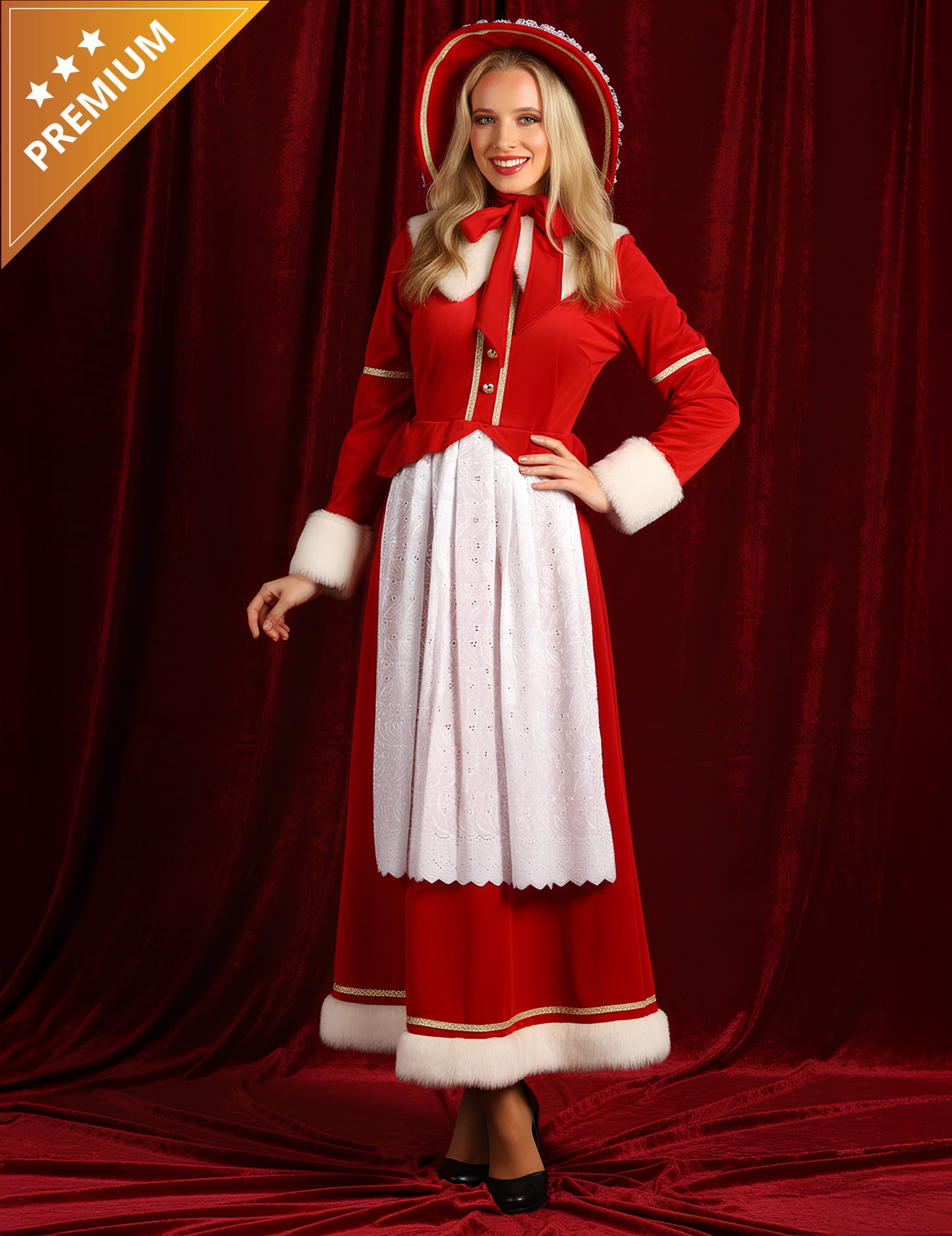 Традиционен женски костюм на г-жа Клаус с престилка
