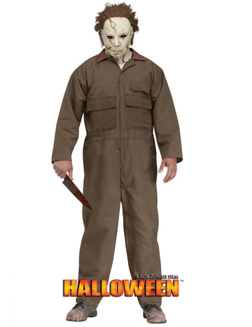 Дегизировка Michael Myers Halloween Rob Zombie за мъж в кафяво с маска