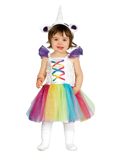 Déguisement de licorne pour bébé blanc et arc-en-ciel avec serre-tête