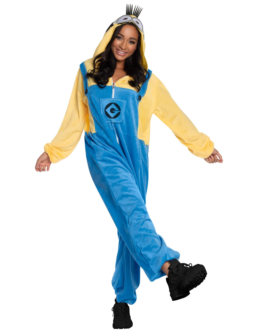 Déguisement Minions™ pour adulte jaune et bleu avec capuche