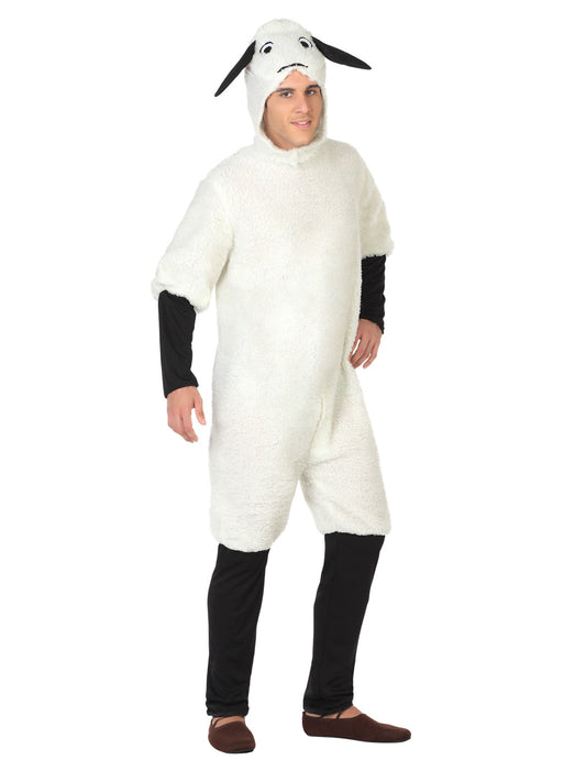 Déguisement de mouton pour homme blanc et noir avec capuche