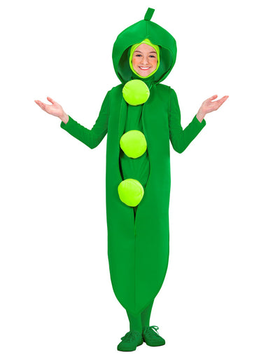 Déguisement petit pois pour enfant vert avec capuche et pois en relief