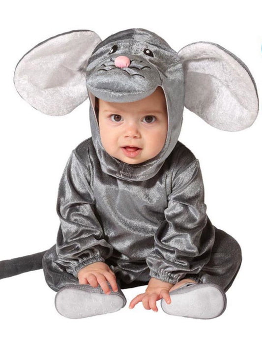 Déguisement de petite souris pour bébé gris avec grandes oreilles