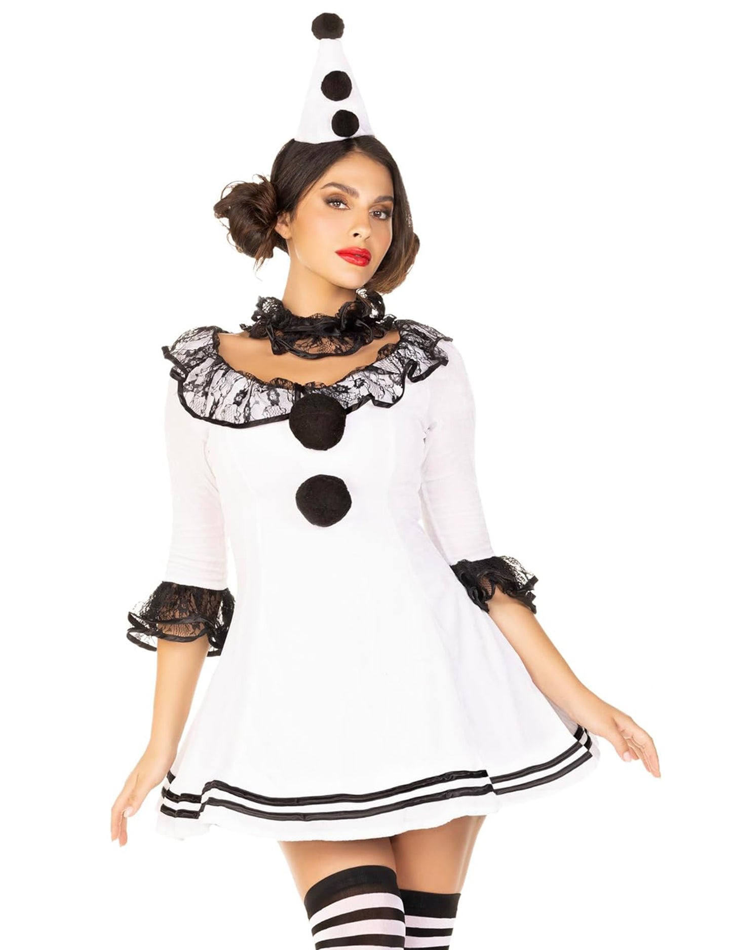 Секси женски бели костюм на Пиеррот