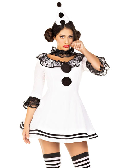 Секси женски бели костюм на Пиеррот
